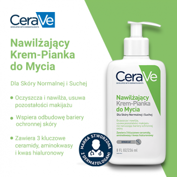 CeraVe, nawilżający krem-pianka do mycia, 236 ml