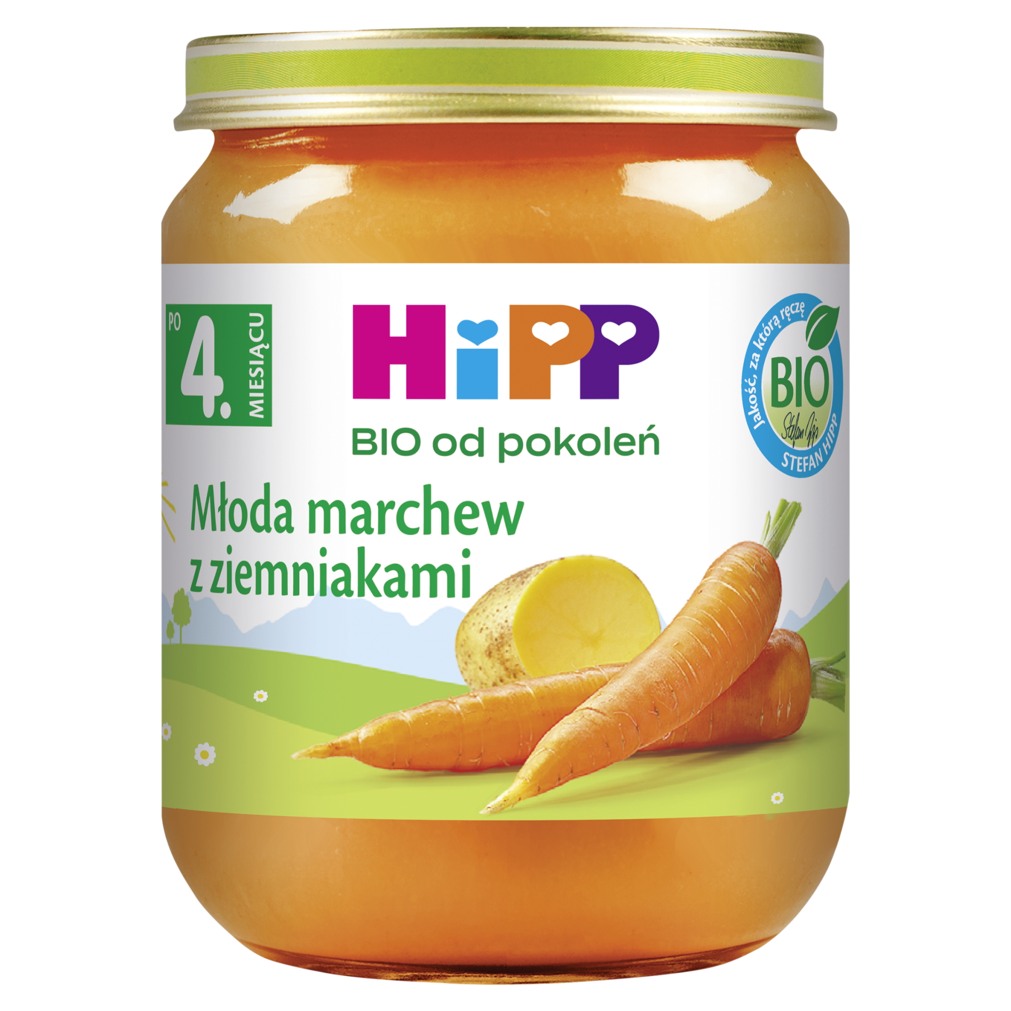 HiPP BIO od pokoleń, Młoda marchew z ziemniakami, po 4. m-cu, 125 g, cena, opinie, wskazania zdjęcie