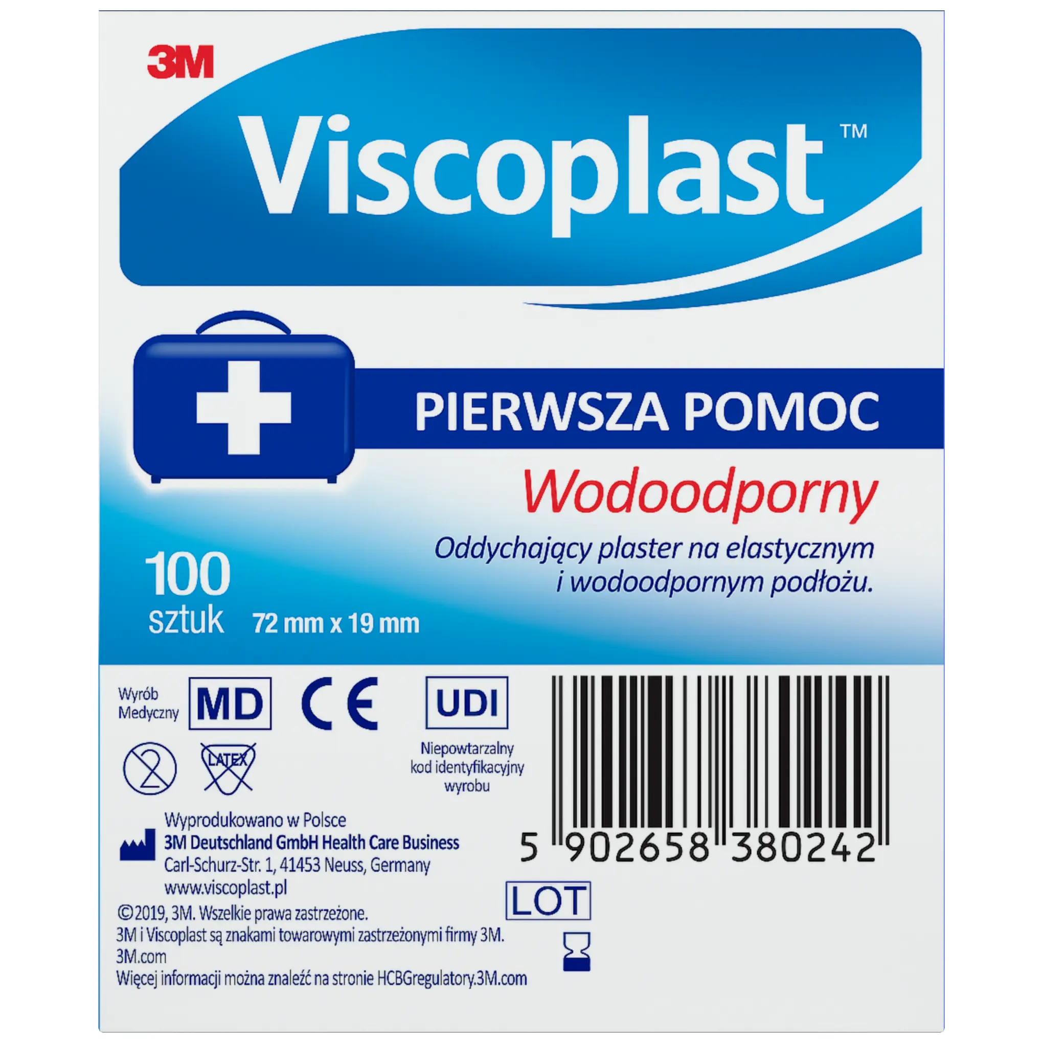 Viscoplast plaster wodoodporny 72mm x 19mm 100 sztuk