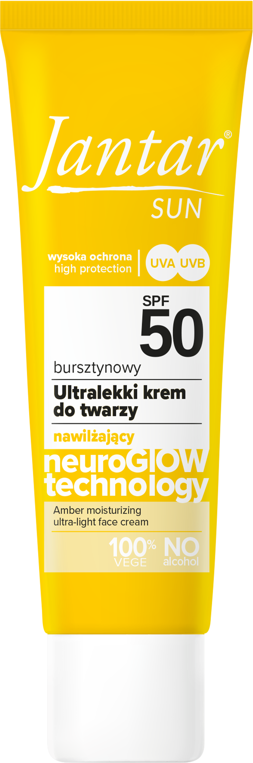 Jantar Sun Bursztynowy, Ultralekki krem nawilżający do twarzy SPF 50, 50 ml