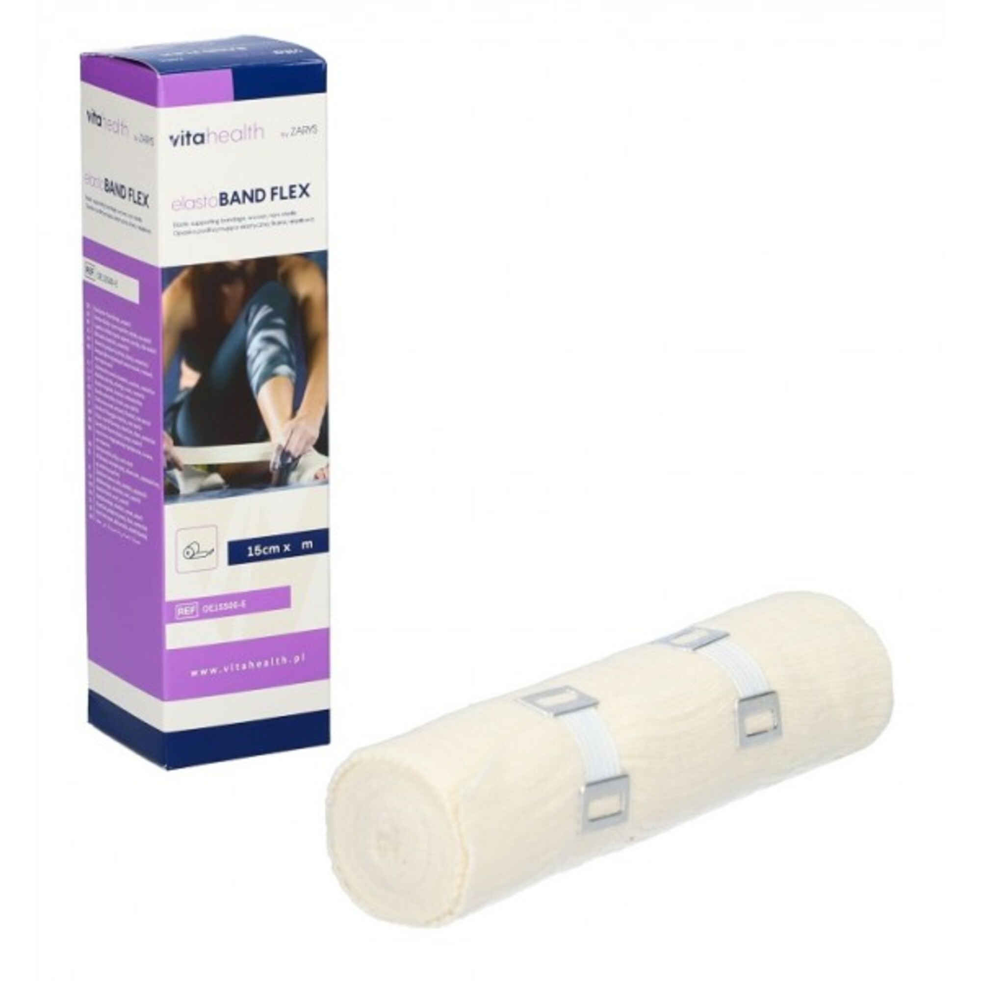 ElastoBAND FLEX, opaska elastyczna z zapinką niejałowa, 15 cmx5 m, 1 szt zdjęcie