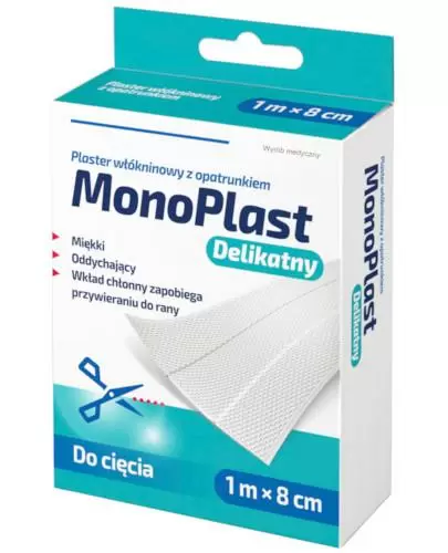 MonoPlast delikatny plaster z opatrunkiem włókninowy do cięcia 1 m x 8 cm zdjęcie