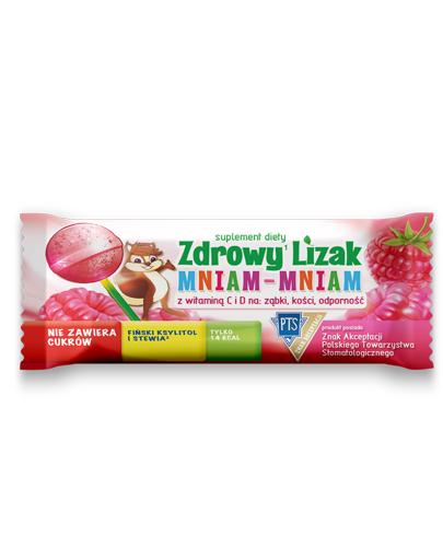 Zdrowy lizak Mniam-Mniam o smaku malinowym (łezka) 1 sztuka zdjęcie
