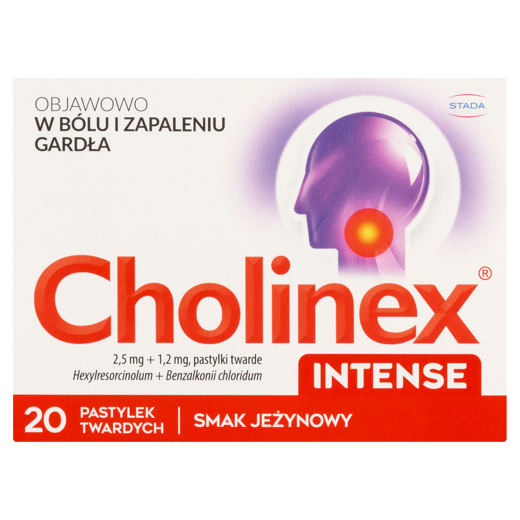 Cholinex Intense 2,5 mg + 1,2 mg smak jeżynowy pastylki do ssania 20 sztuk zdjęcie