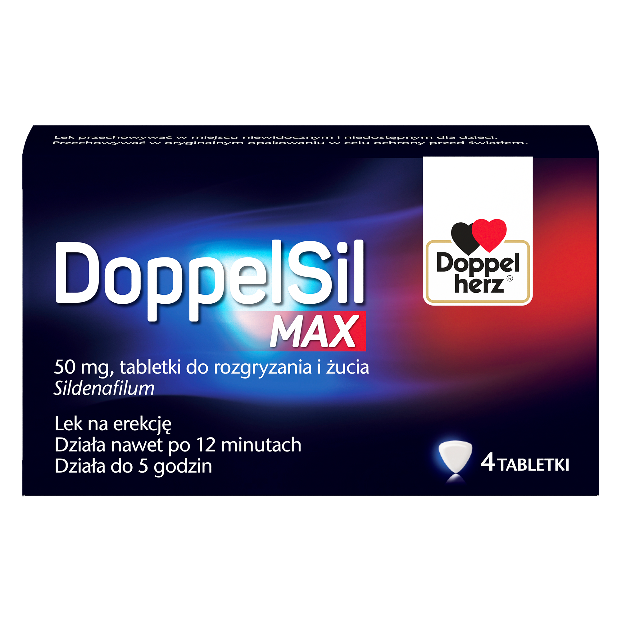 DoppelSil Max 50 mg (Sildenafil) tabletki do rozgryzania i żucia na zaburzenia erekcji 4 sztuki zdjęcie