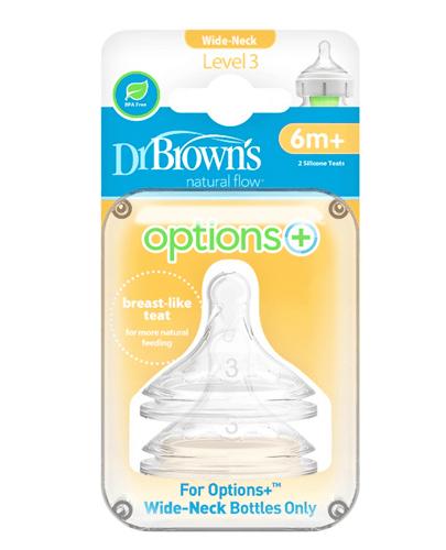 DR BROWN'S Smoczek do butelki Options+ Szeroka szyjka 6m+ - 2 sztuki zdjęcie