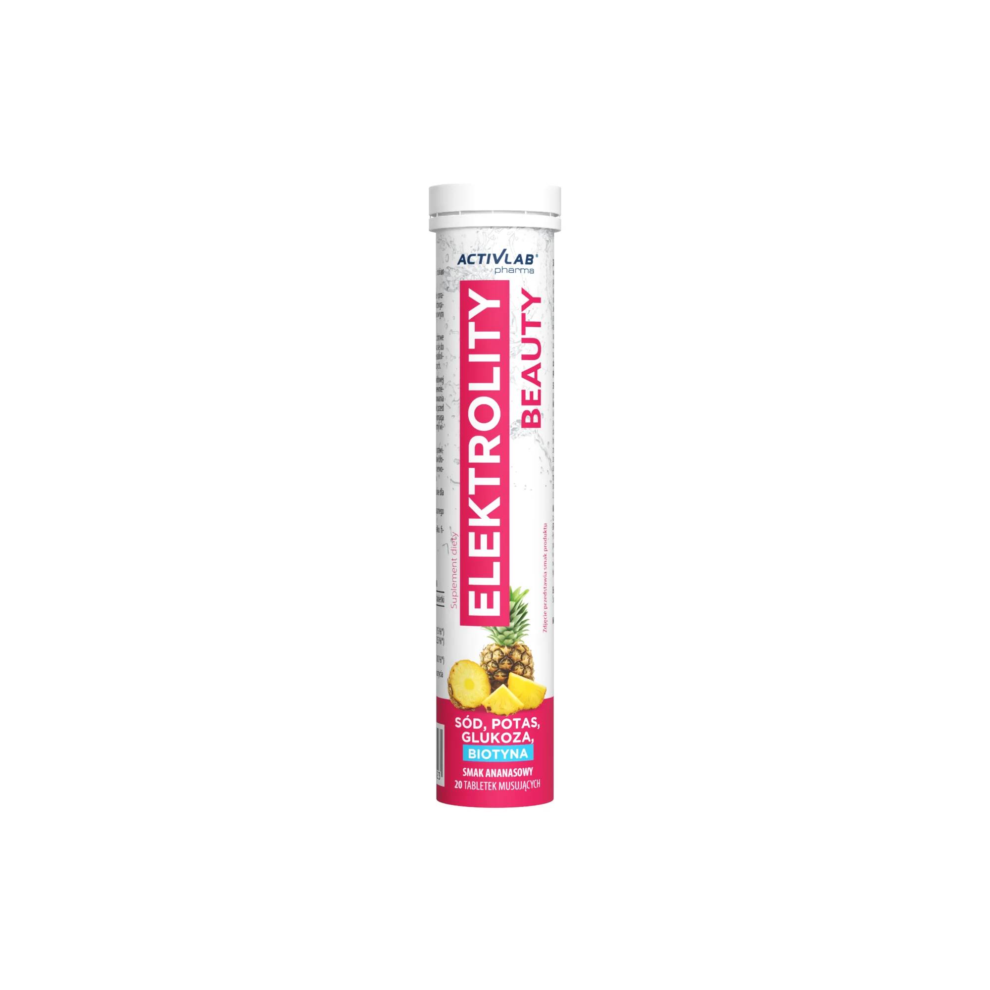 Activlab Pharma Elektrolity Beauty, smak ananasowy, tabletki musujące, 20 sztuk zdjęcie