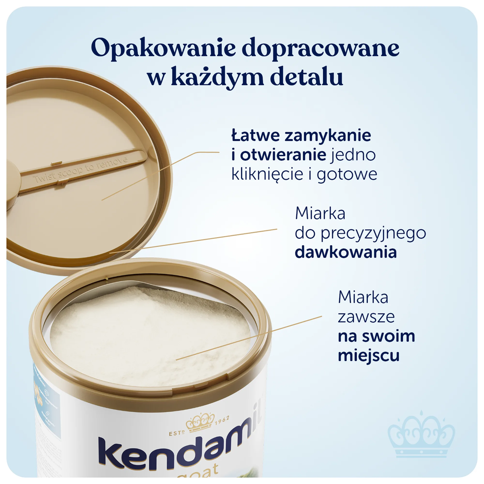 Kendamil Kozie mleko dla niemowląt 1, 2 x 800 g