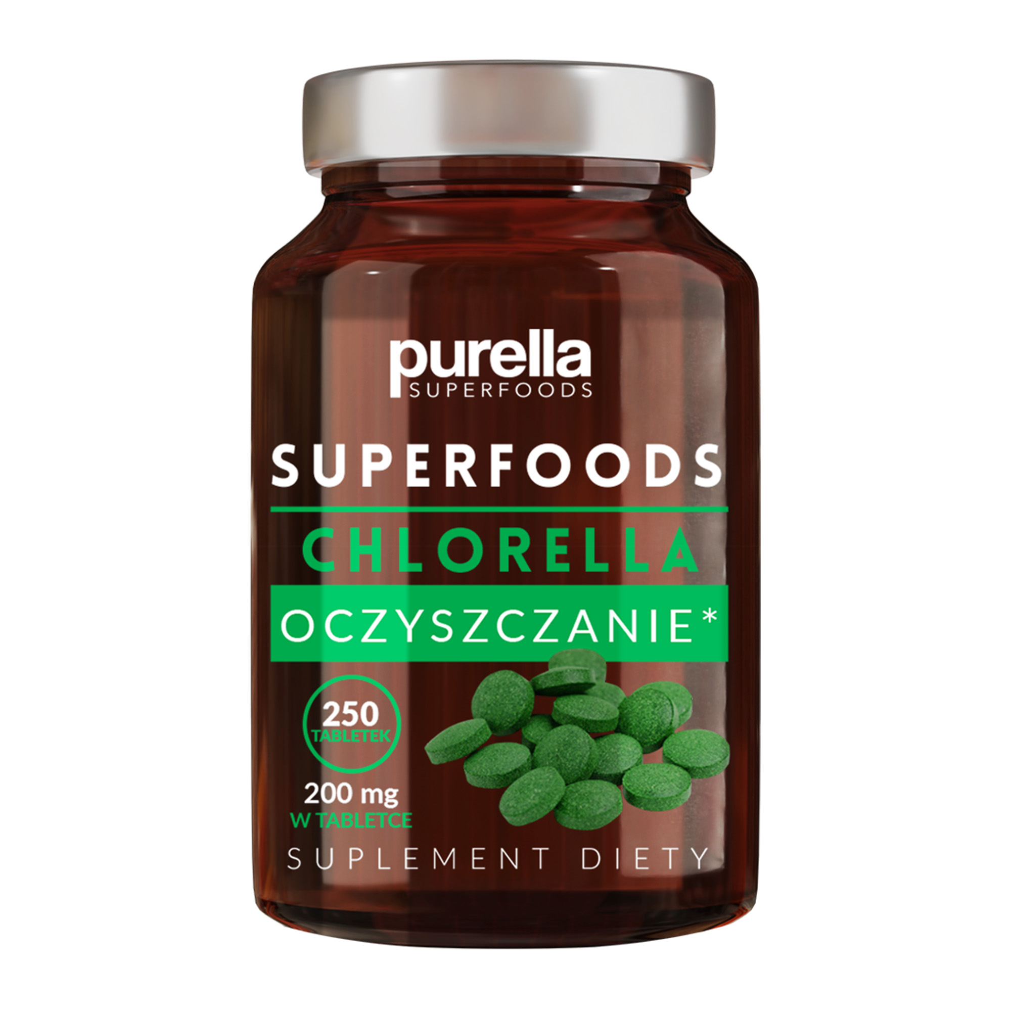 Purella Superfoods Chlorella Oczyszczanie 250 tabletek zdjęcie