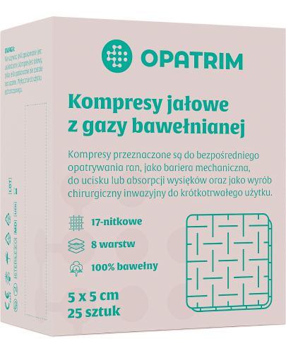 Opatrim Kompresy jałowe z gazy bawełnianej 5 x 5 cm, 25 sztuk zdjęcie