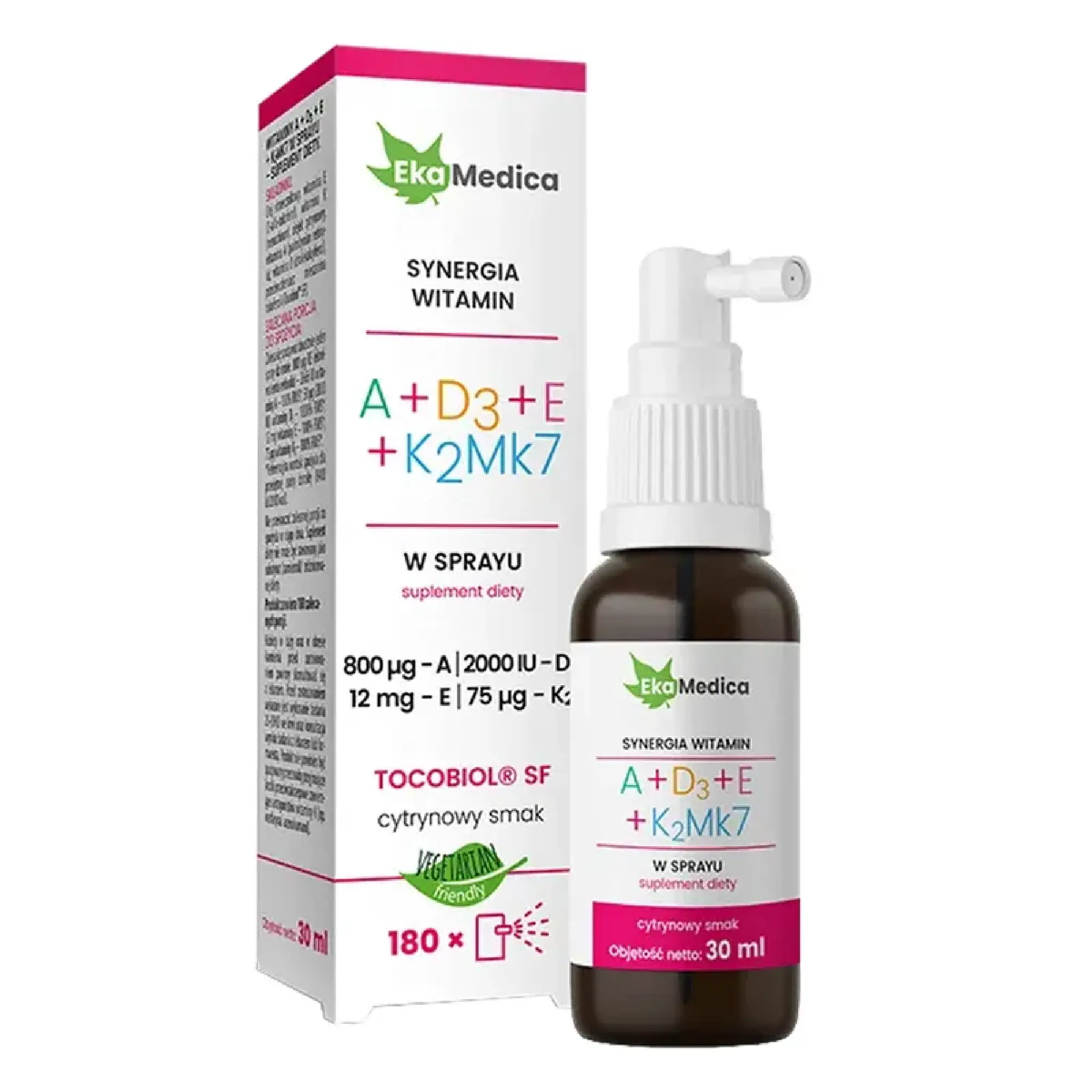EkaMedica Witaminy A+D3+E+K2Mk7 spray, 30ml