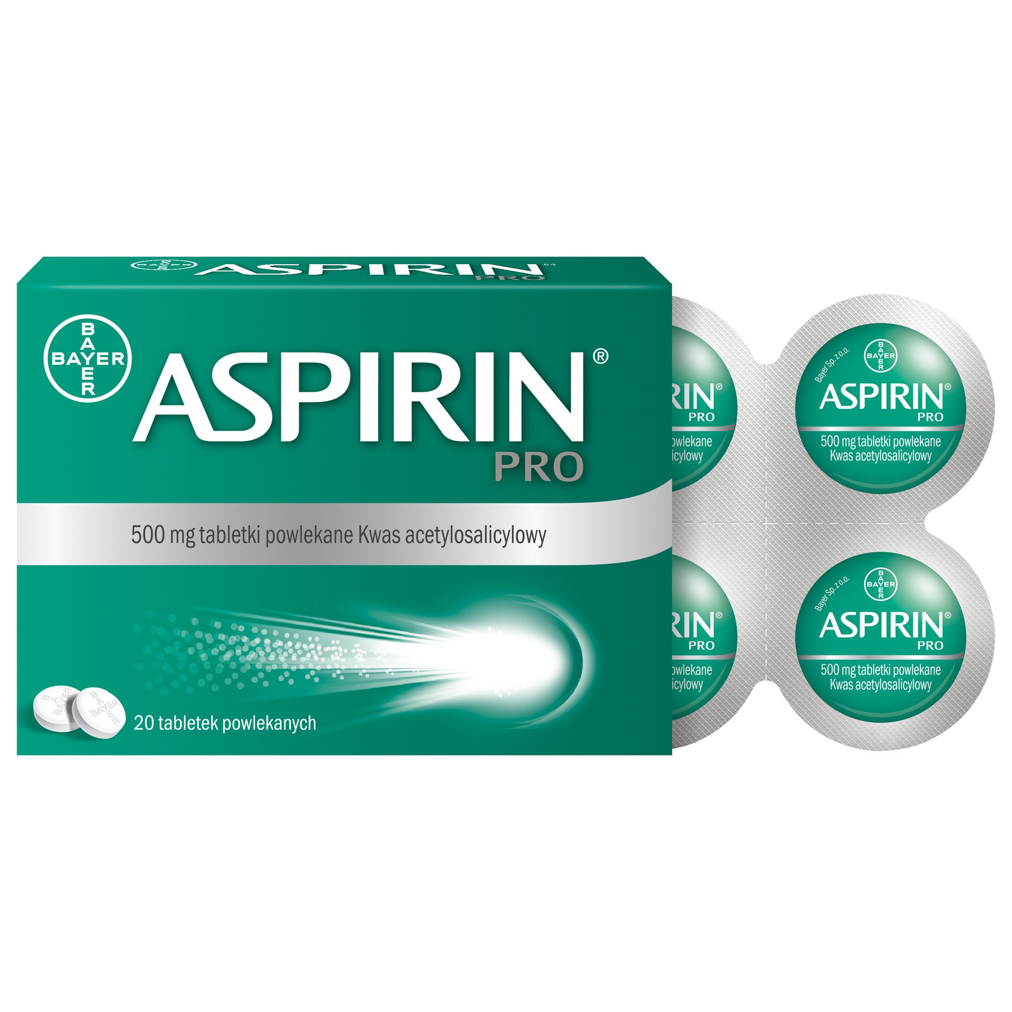 Aspirin Pro 500 mg 20 tabletek powlekanych zdjęcie
