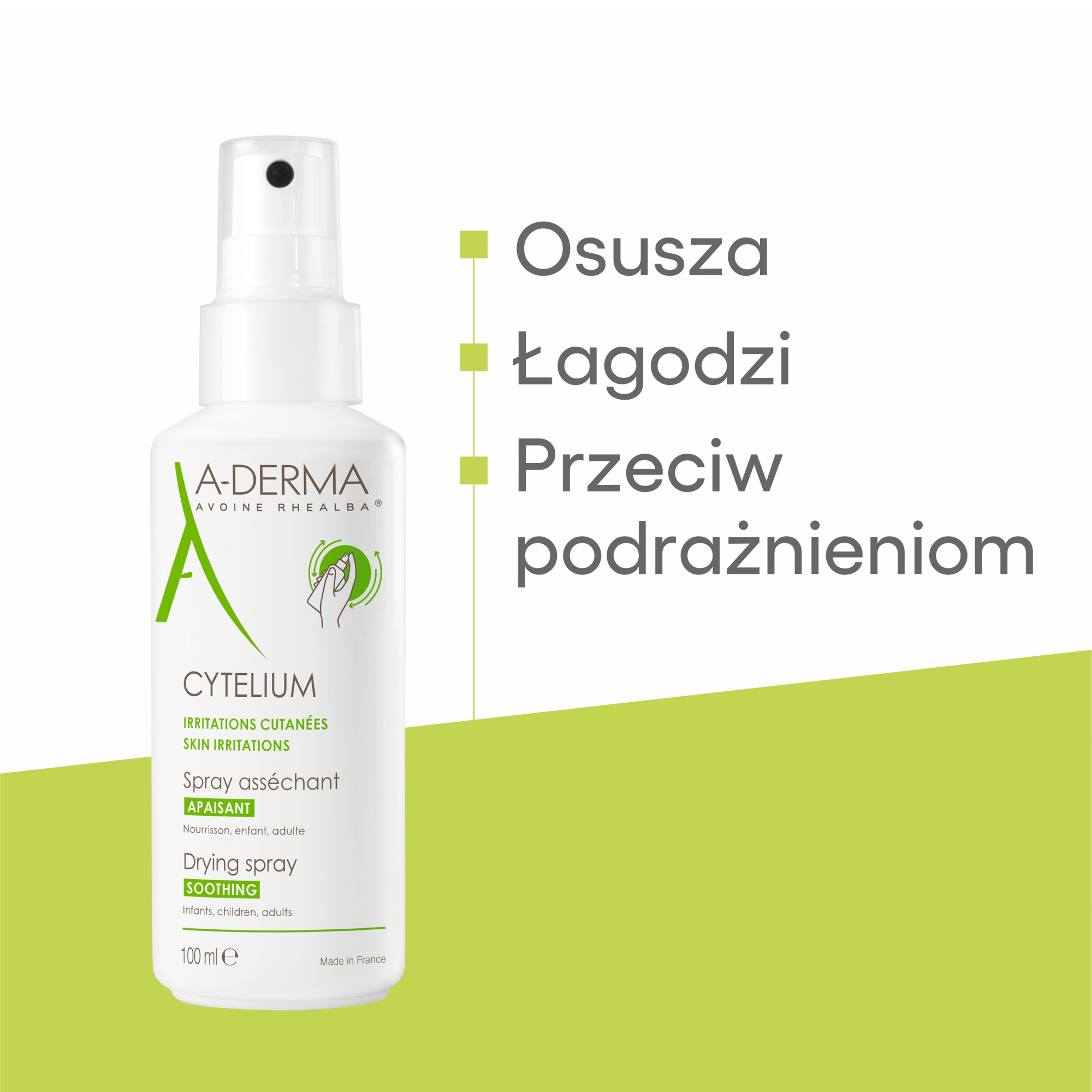A-DERMA CYTELIUM Spray osuszający do skóry podrażnionej, 100 ml