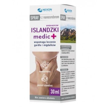 Islandzki Medic+ Spray do gardła z nanosrebrem, 30 ml