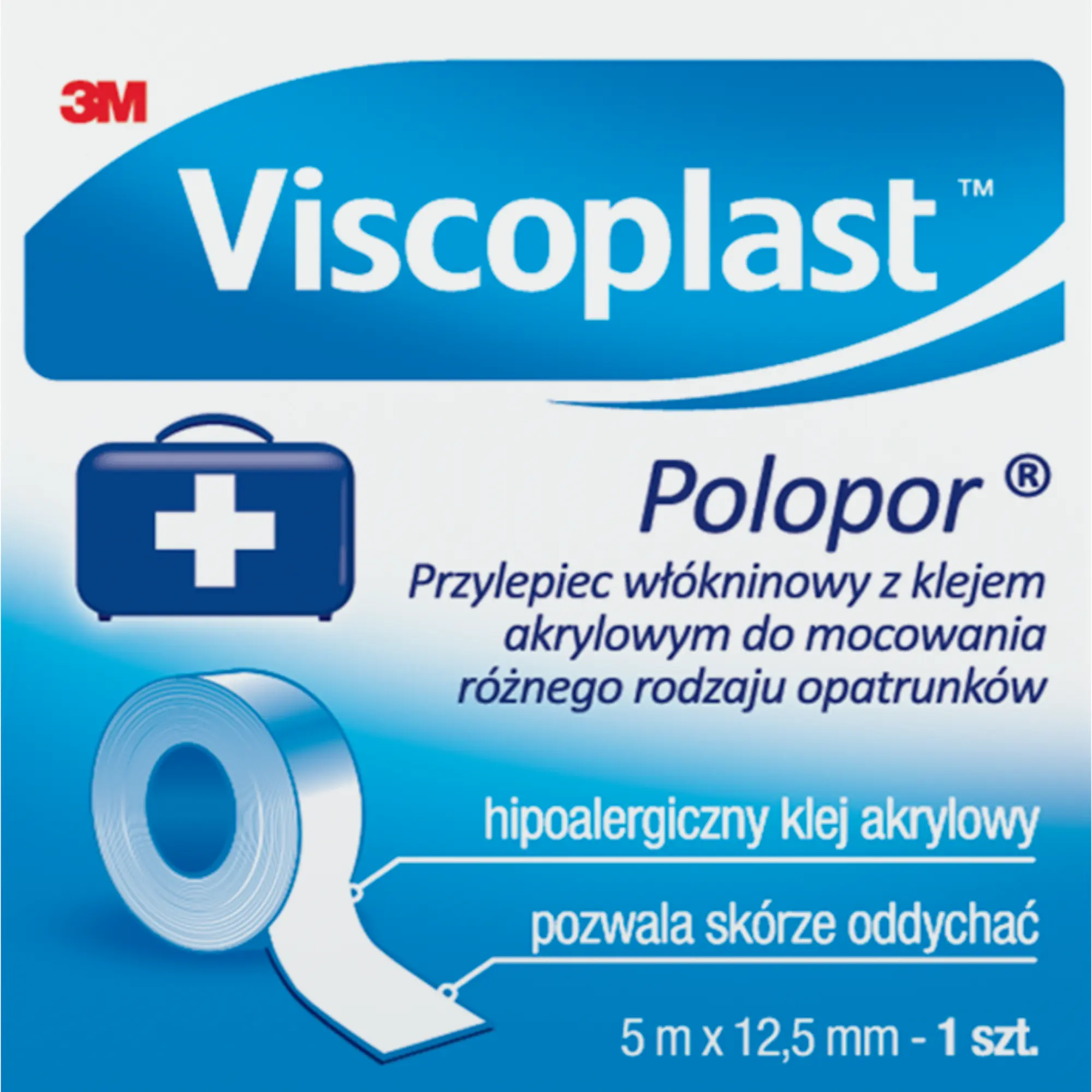 VIscoplast Pierwsza pomoc Polopor przylepiec włókninowy 5m x 12,5mm 1 sztuka