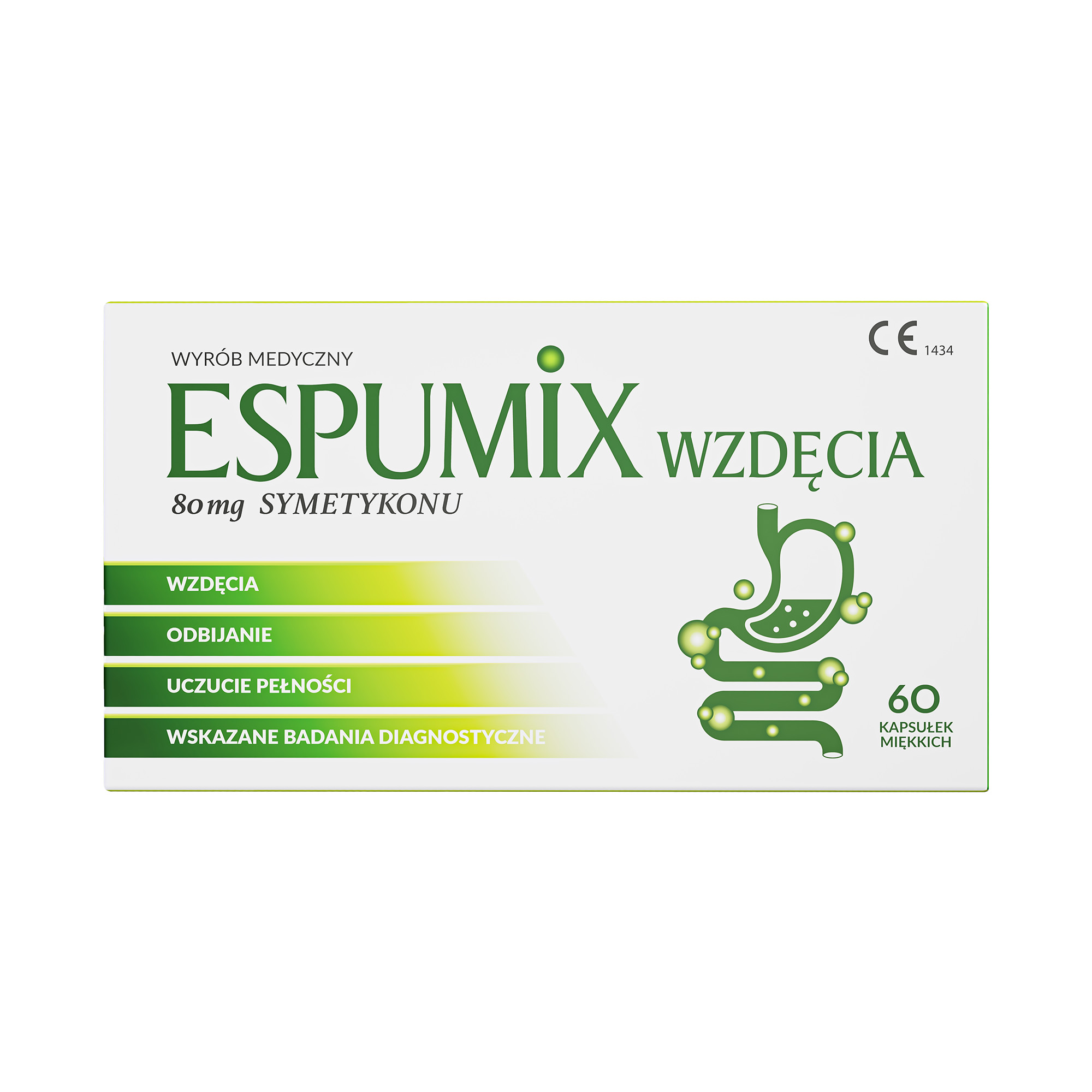 Espumix Wzdęcia 80 mg symetykonu, kapsułki, 60 sztuk