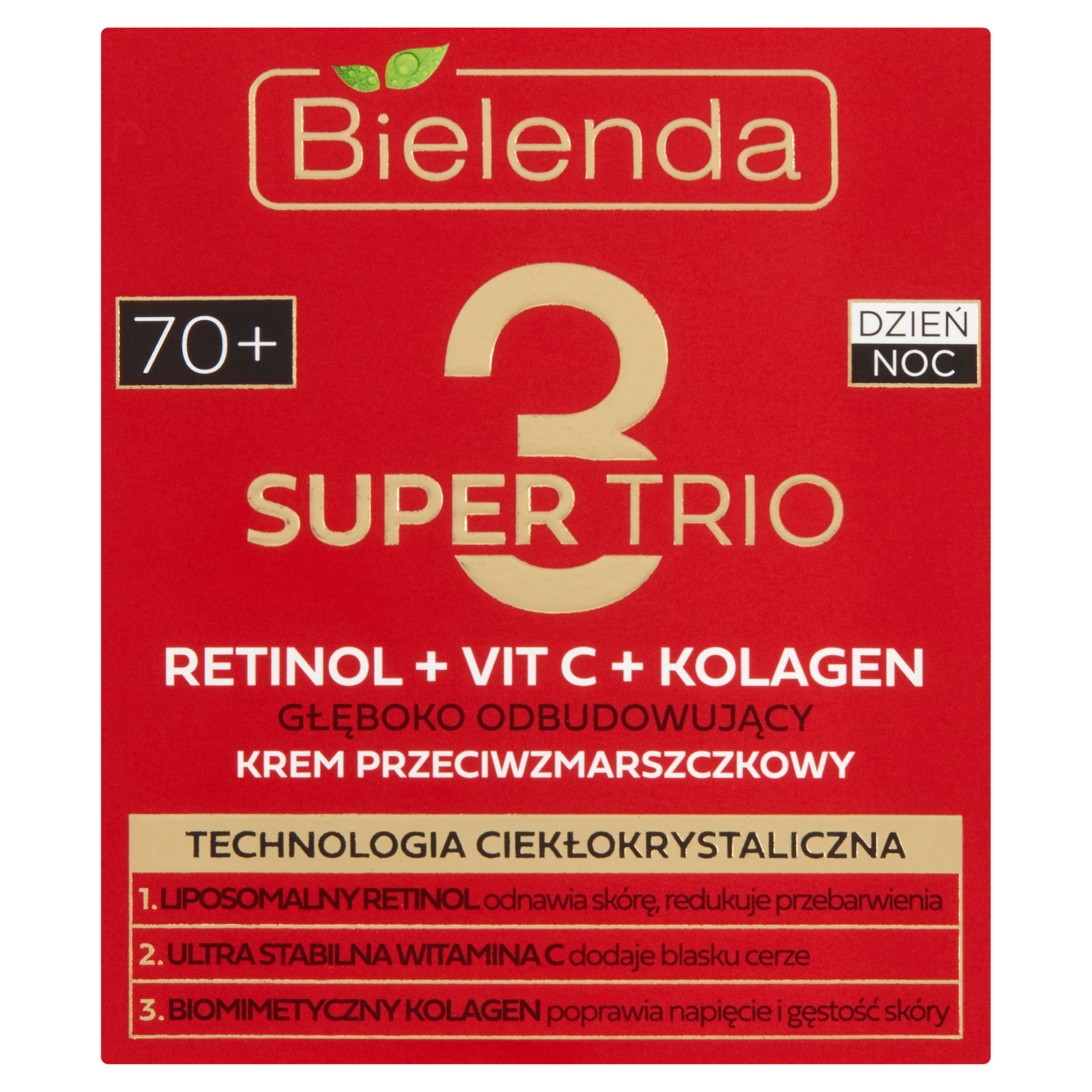 Bielenda Super Trio, Krem przeciwzmarszczkowy głęboko odbudowujący na dzień/noc 70+, 50 ml zdjęcie