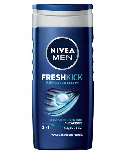 Nivea Men Fresh Kick Żel pod prysznic do ciała, twarzy i włosów z mentolem, 500 ml zdjęcie
