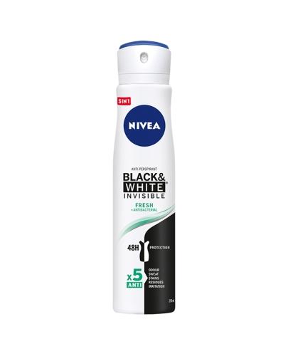 Nivea Black & White Invisible Fresh Antyprespirant damski 48 h - 250 ml - cena, opinie, właściwości zdjęcie