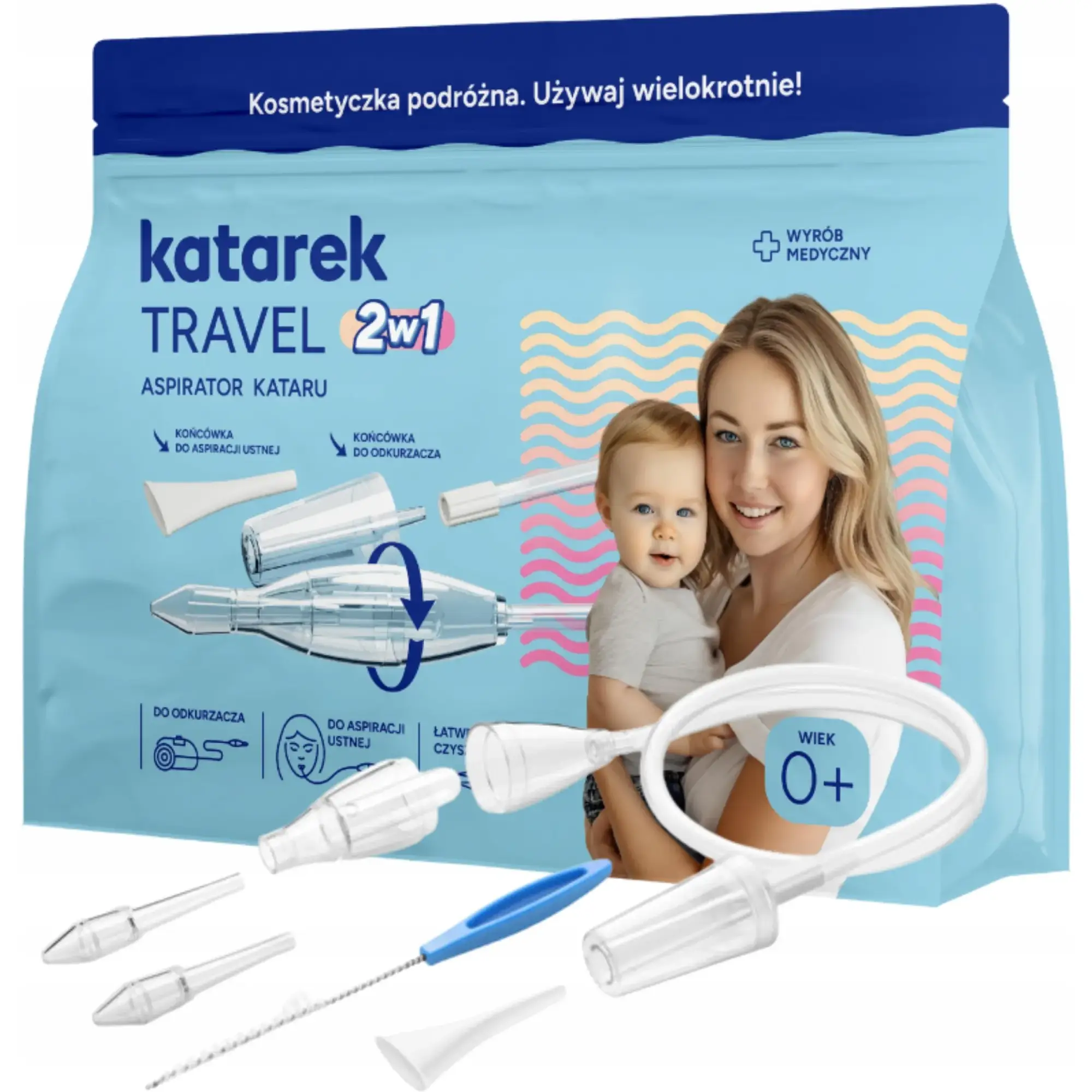 Katarek travel 2w1, aspirator do nosa, 1 sztuka zdjęcie