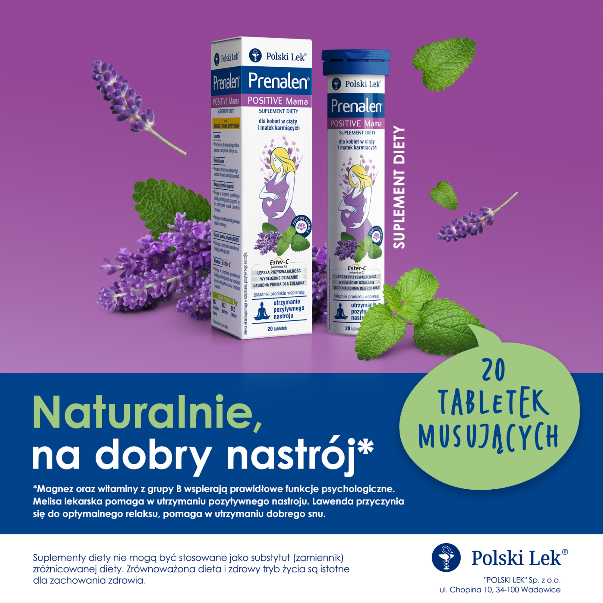 Prenalen Positive Mama, 20 tabletek musujących