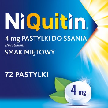 NIQUITIN Pastylki do ssania na rzucenie palenia o smaku miętowym 4 mg, 72 sztuki
