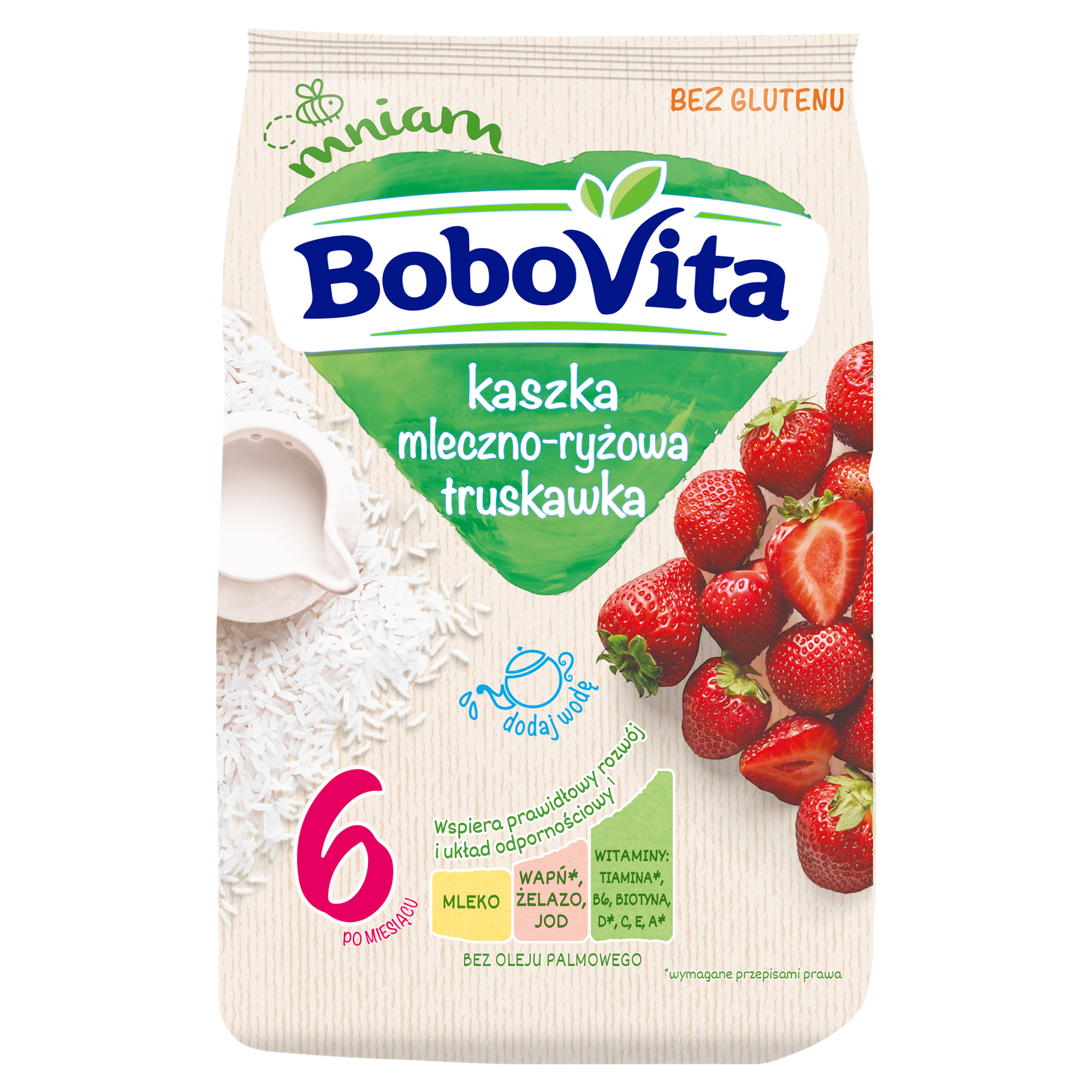 BOBOVITA Kaszka mleczno-ryżowa truskawka po 6 miesiącu 230 g zdjęcie