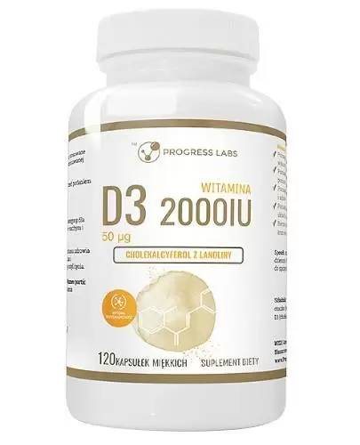 Progress Labs Witamina D3 2000 IU 120 kapsułek miękkich zdjęcie