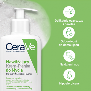 CeraVe, nawilżający krem-pianka do mycia, 236 ml