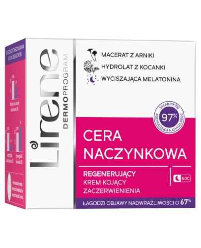 Lirene Cera Naczynkowa Regenerujący Krem kojący zaczerwienienia na noc, 50 ml cena, opinie, właściwości zdjęcie