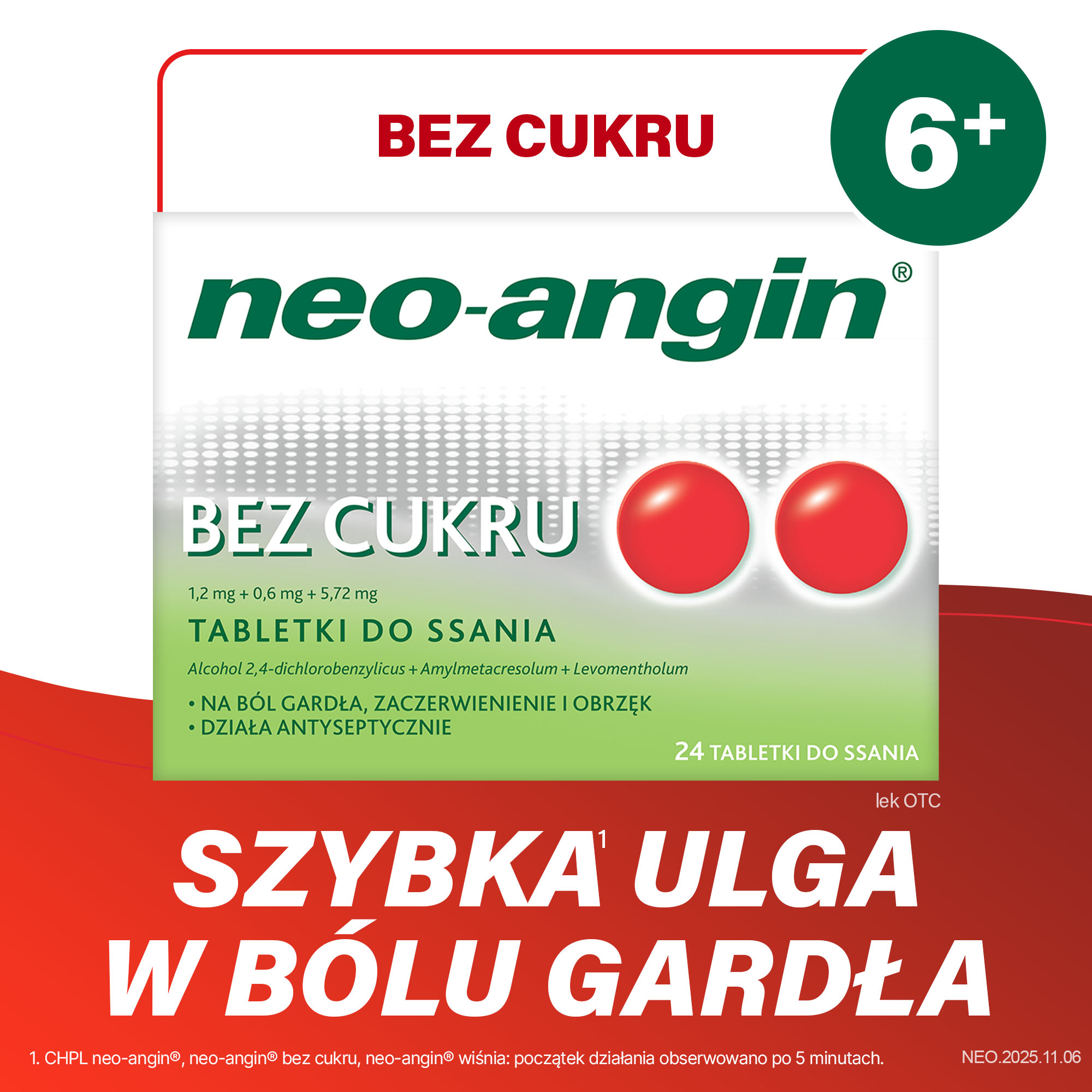 Neo-Angin bez cukru 24 tabletki