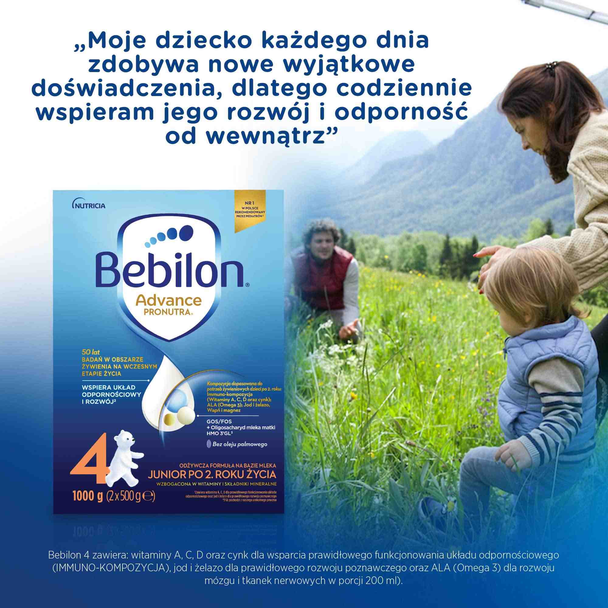 Bebilon 4 Pronutra Advance Junior, mleko modyfikowane powyżej 2 roku, 4 x 1000 g