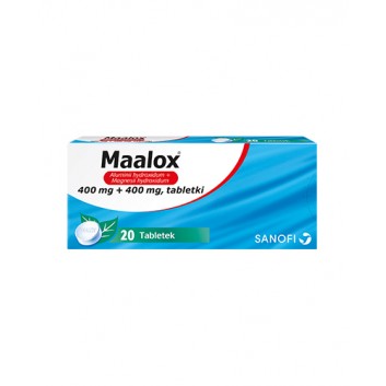 Maalox 400 mg + 400 mg, 20 tabletek do żucia lub ssania
