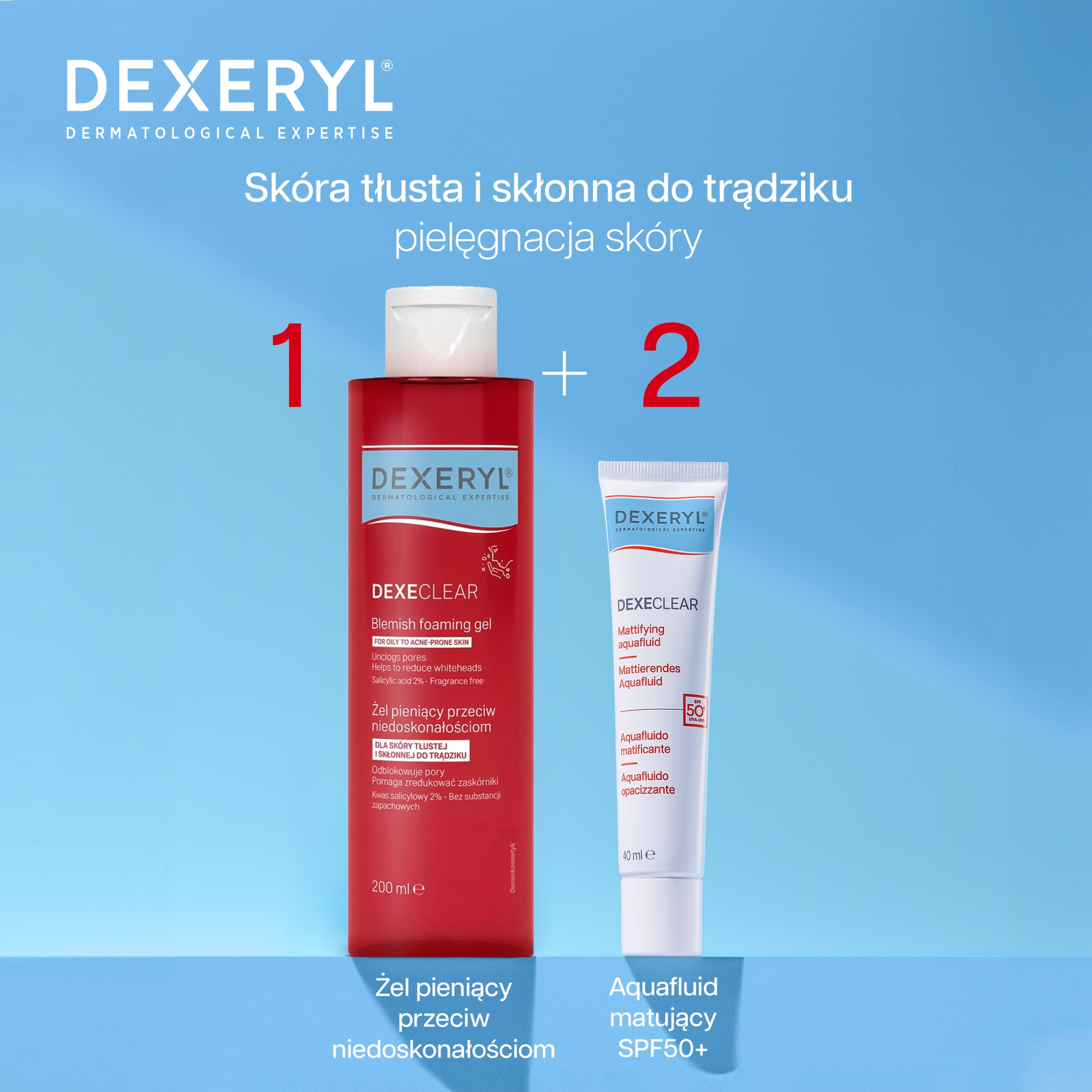 Dexeryl Dexeclear Żel pieniący przeciw niedoskonałościom, 200 ml