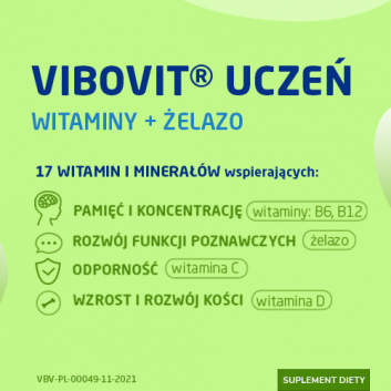 VIBOVIT UCZEŃ Witaminy + Żelazo, 30 tabletek