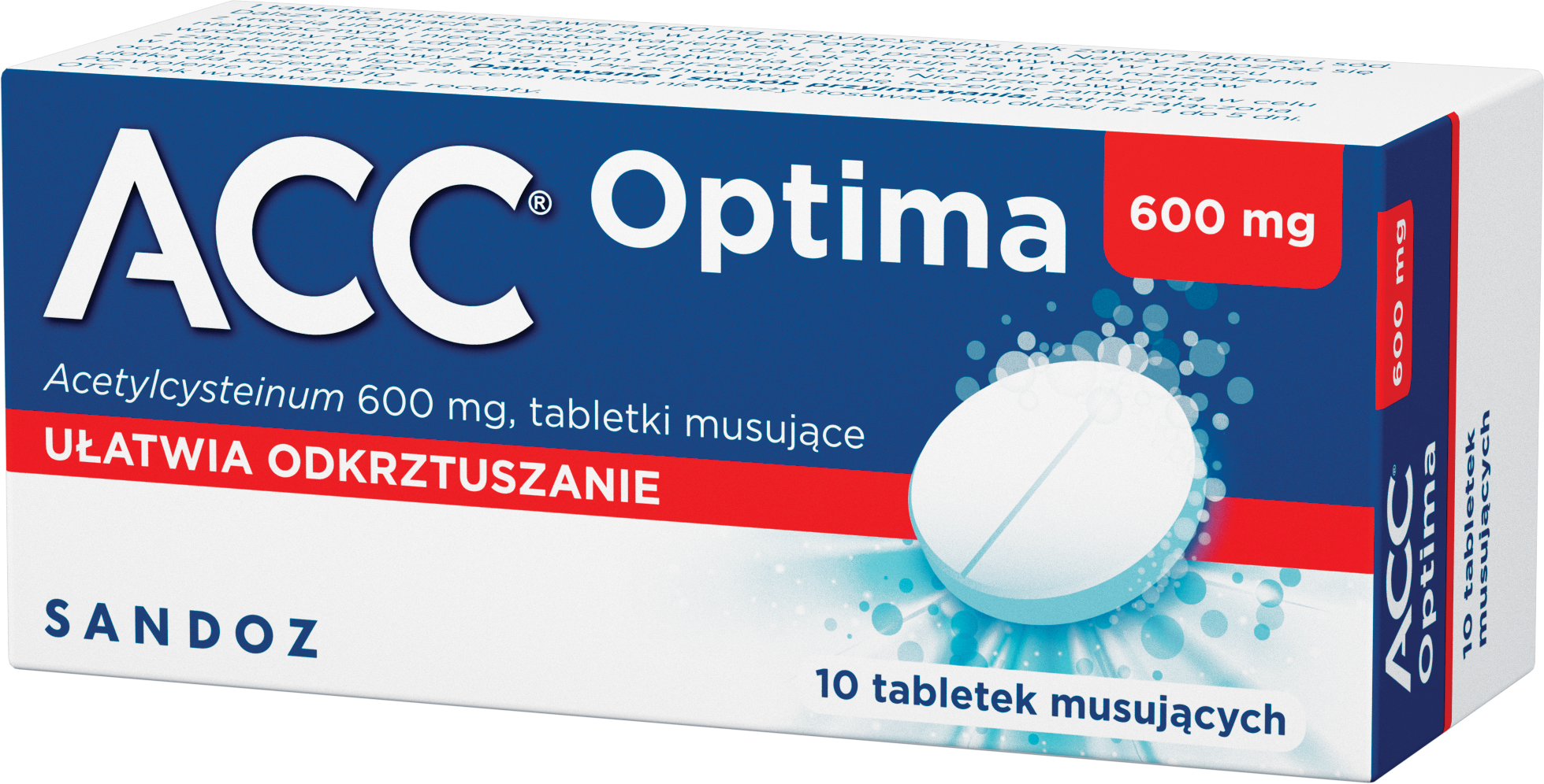 ACC Optima, 600 mg, tabletki musujące, 10 sztuk