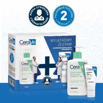 CeraVe Zestaw Xmass 2024 Żel do mycia oczyszczający, 236 ml + Krem do twarzy nawilżający, 52 ml