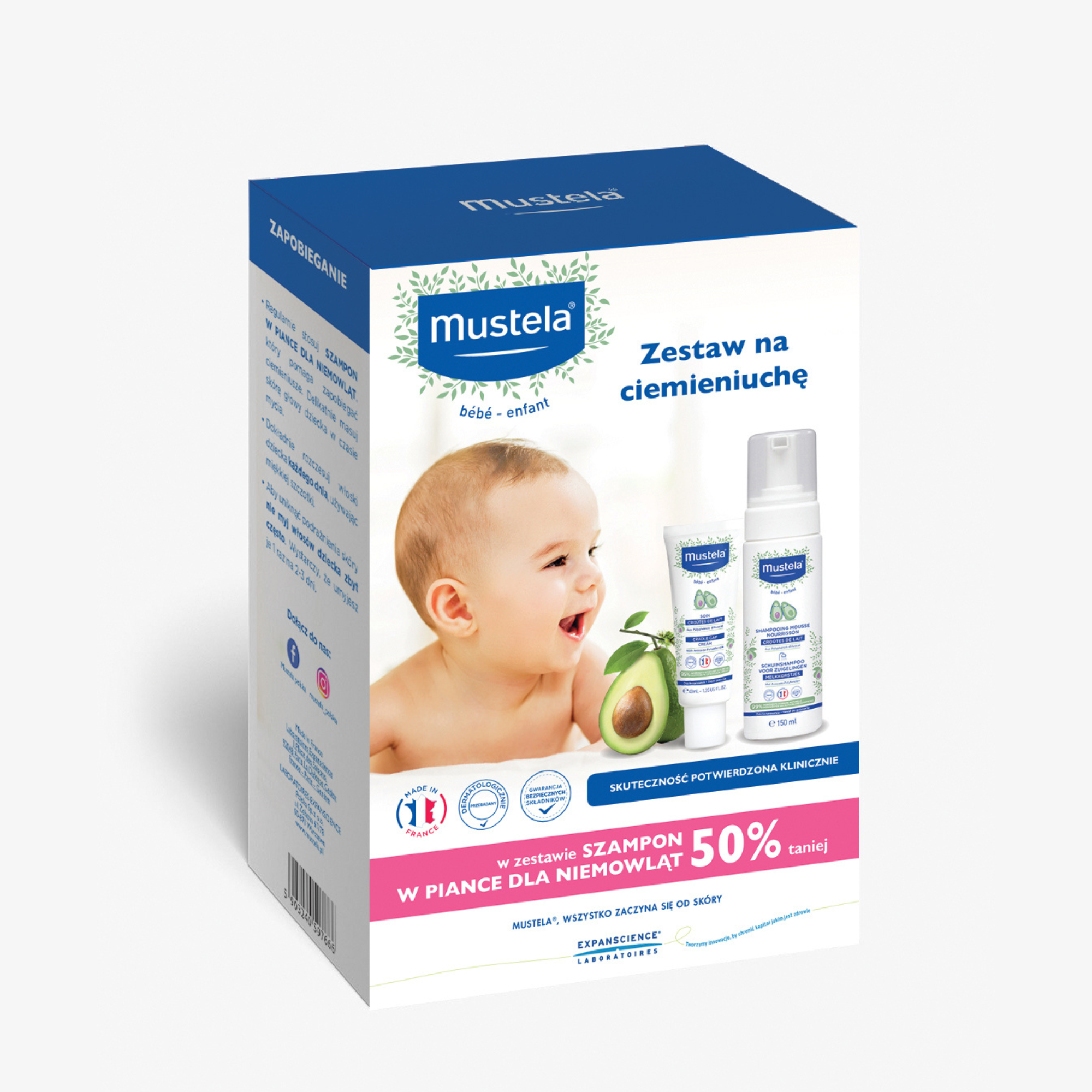 Mustela, Zestaw na ciemieniuchę, krem i szampon, 1 sztuka