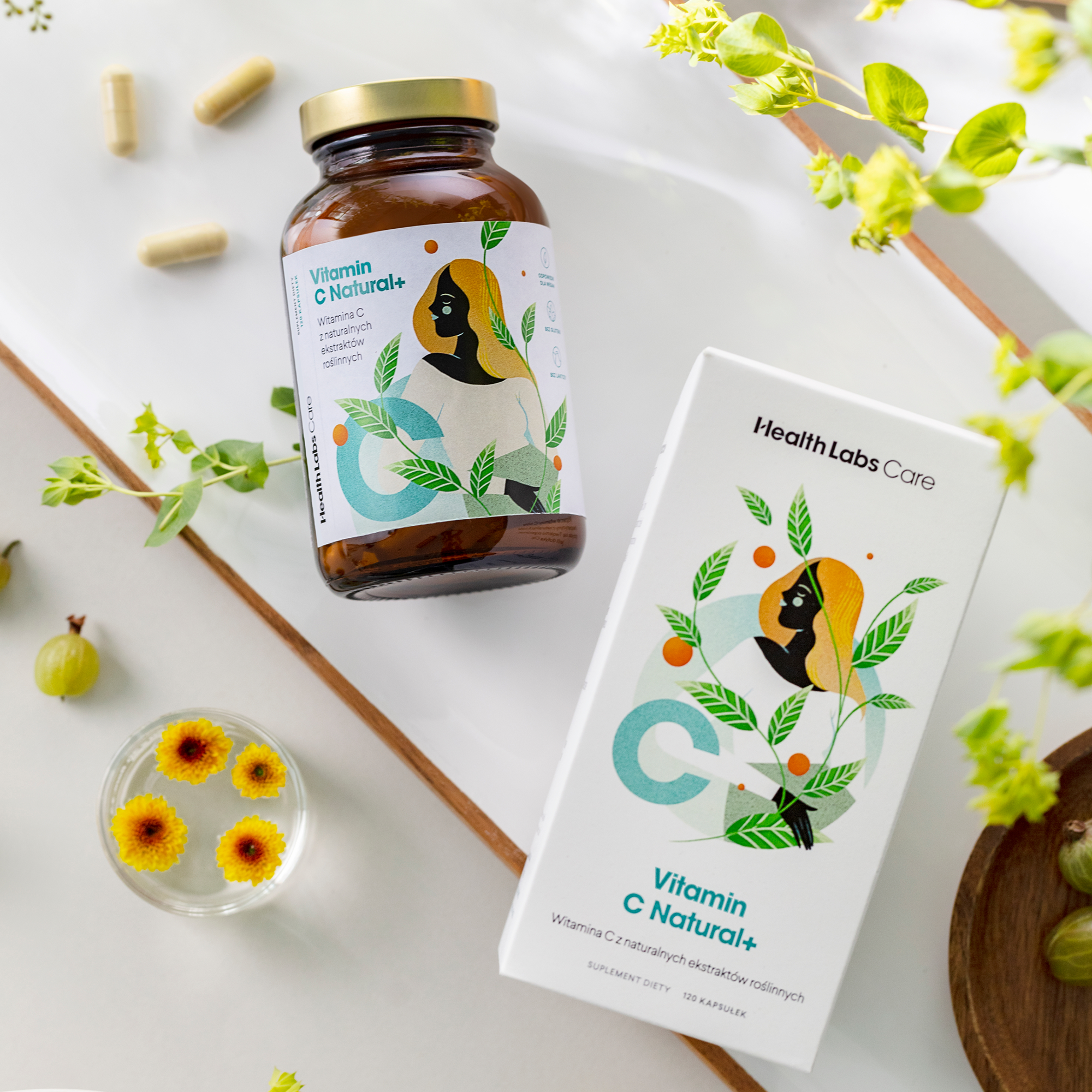 Health Labs Care, Vitamin C Natural+, kapsułki, 120 sztuk