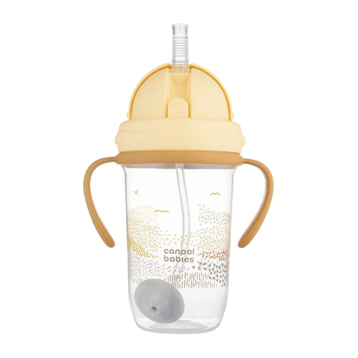 Canpol babies Kubek niekapek z rurką i odważnikiem Mountains żółty, 270 ml