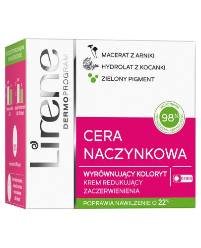 Lirene Cera Naczynkowa Wyrównujący koloryt Krem redukujący zaczerwienienia na dzień, 50 ml cena, opinie, skład zdjęcie