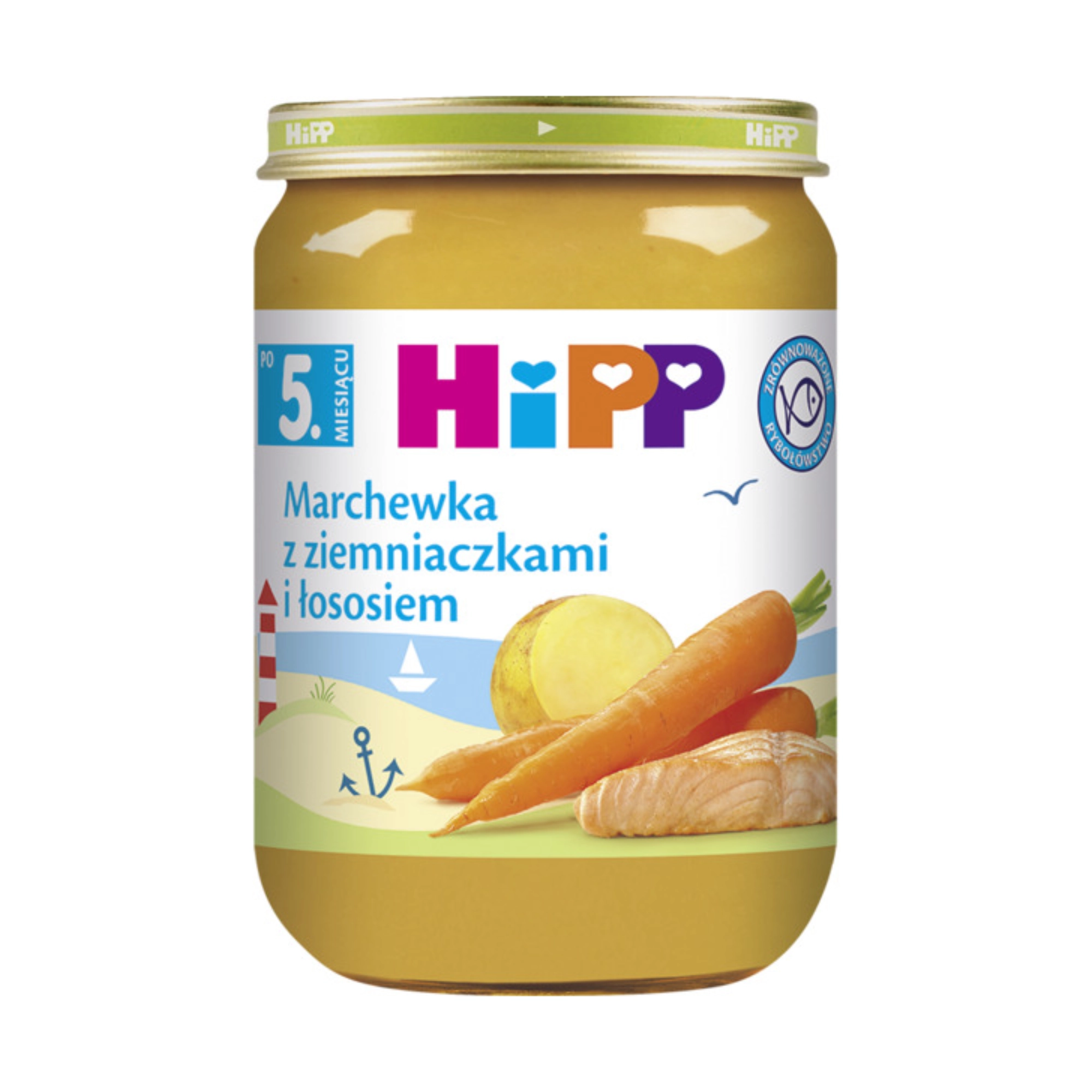 HiPP, Marchewka z ziemniaczkami i łososiem, po 5. m-cu, 190 g