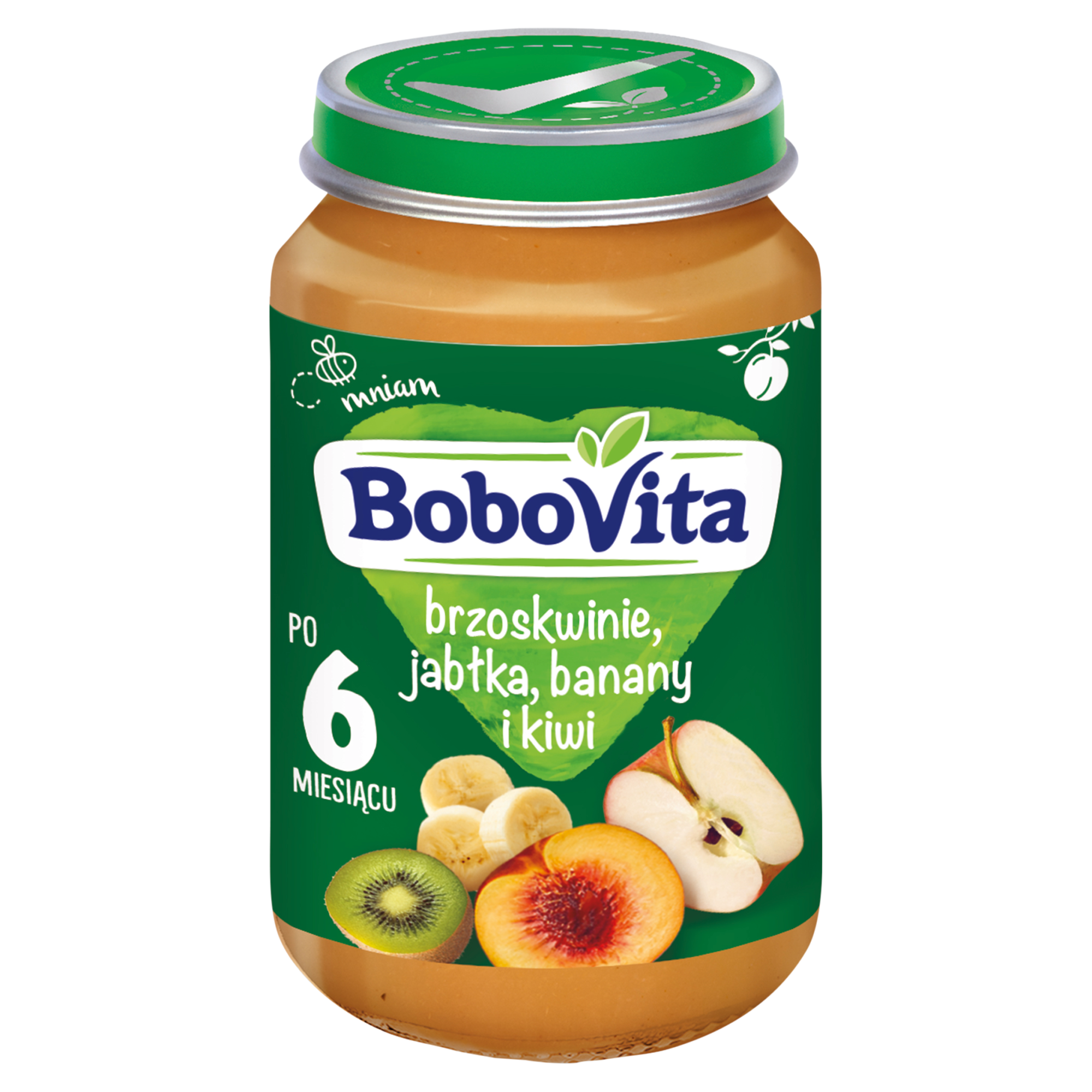 BOBOVITA Brzoskwinie, jabłka, banany i kiwi po 6 m-cu - 190 g zdjęcie