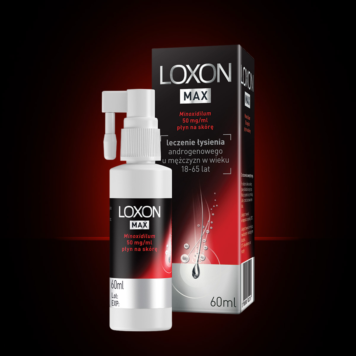 Loxon Max 5%, 50 mg/ml, płyn na skórę głowy, 60 ml