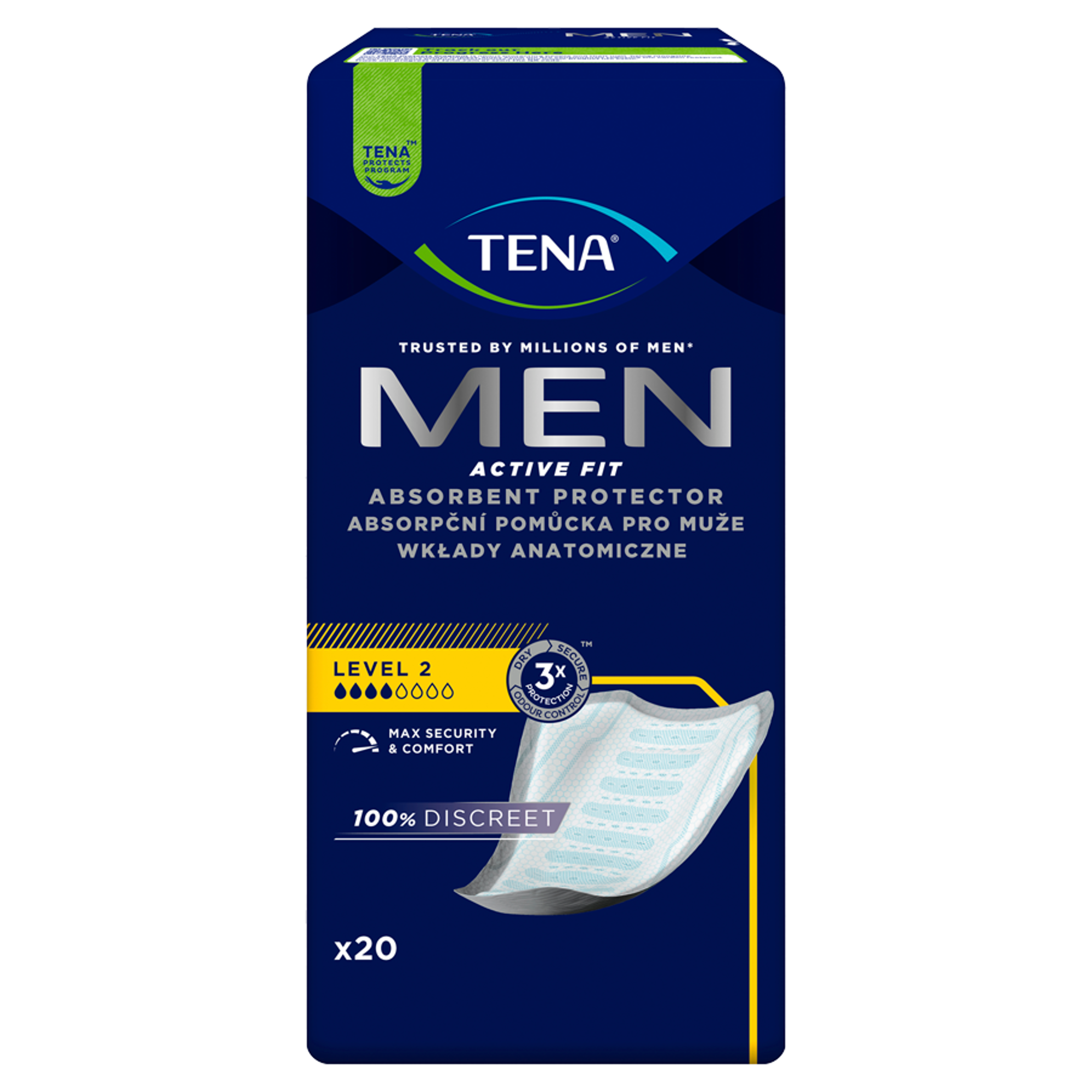 Tena Men Active Fit Level 2 wkładki anatomiczne 20 sztuk zdjęcie