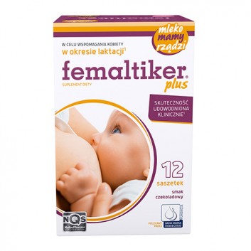 Femaltiker Plus smak czekoladowy, proszek w saszetkach, 12 sztuk
