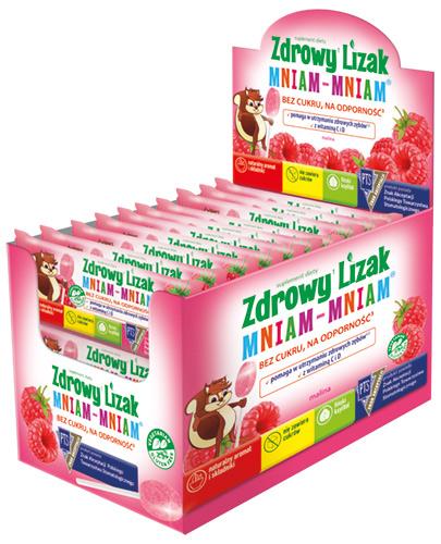Zdrowy lizak Mniam-Mniam o smaku malinowym (łezka) 40 sztuk zdjęcie