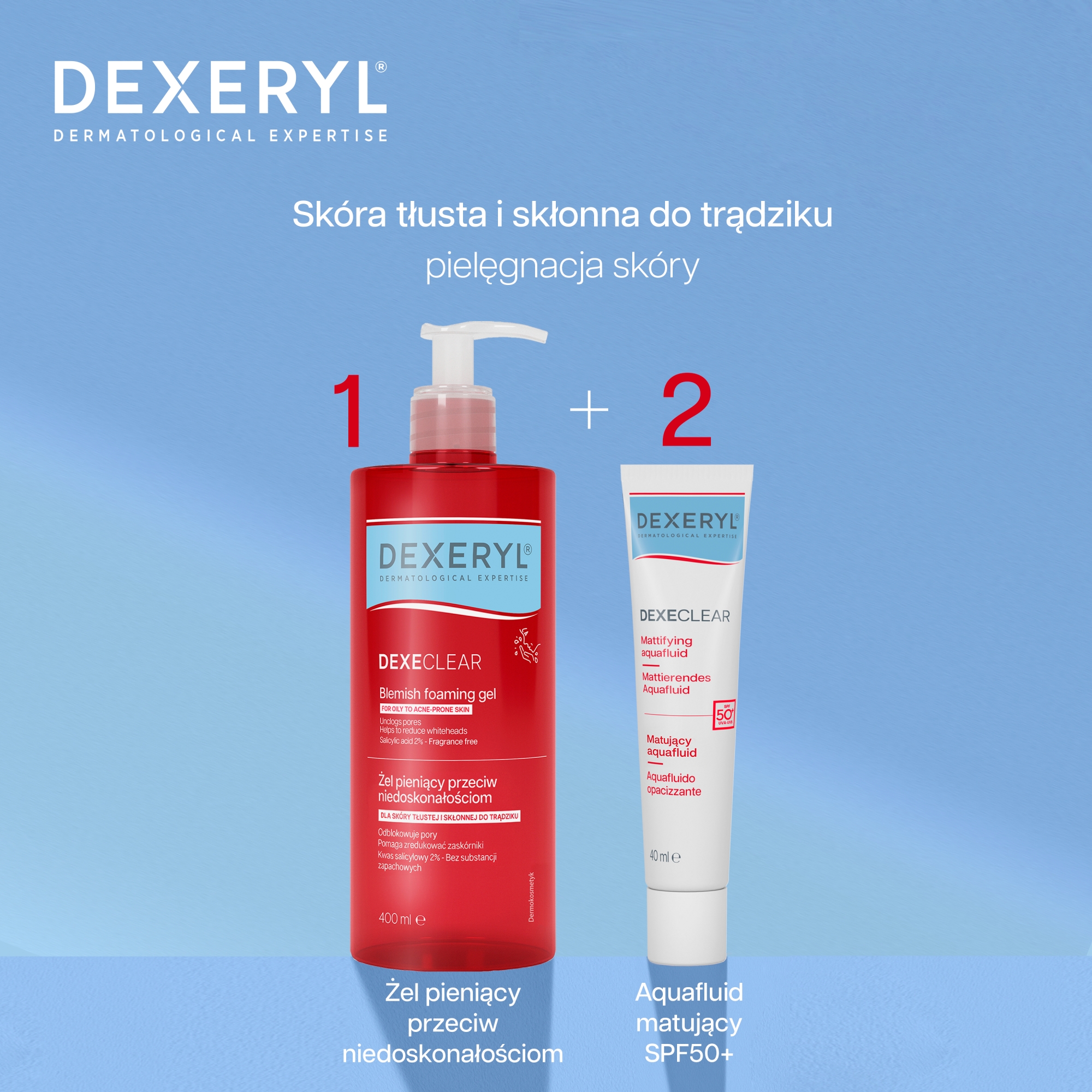Dexeryl Dexeclear Żel pieniący przeciw niedoskonałościom, 400 ml