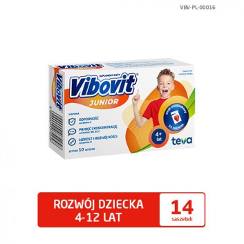 Vibovit Junior smak truskawkowy dla dzieci 4-12 lat 14 saszetek