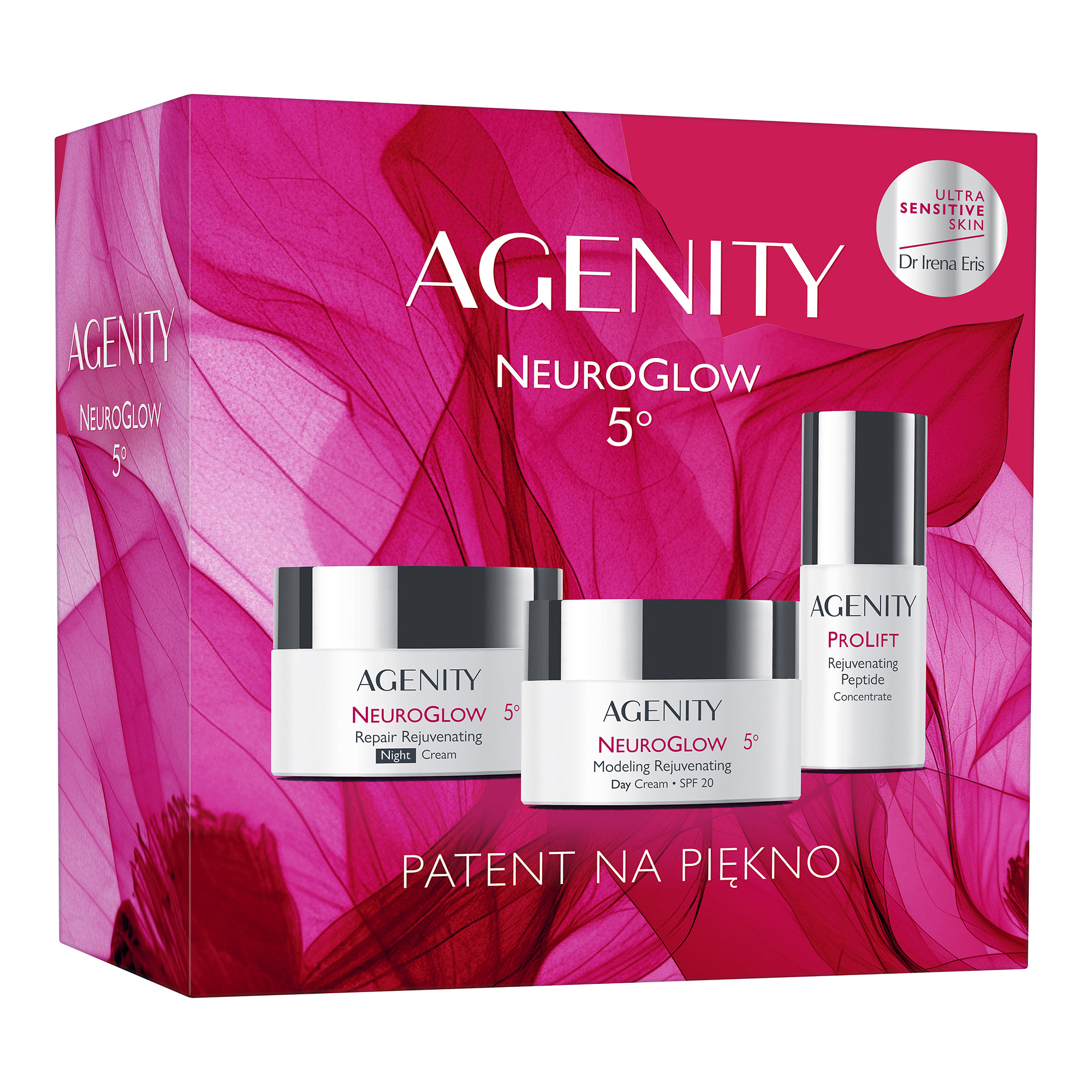 Agenity Neuroglow 5 Zestaw, Modelujący krem odmładzający na dzień SPF 20, 50 ml + Naprawczy krem odmładzający na noc, 50 ml + Odmładzający koncentrat peptydowy, 15 ml zdjęcie